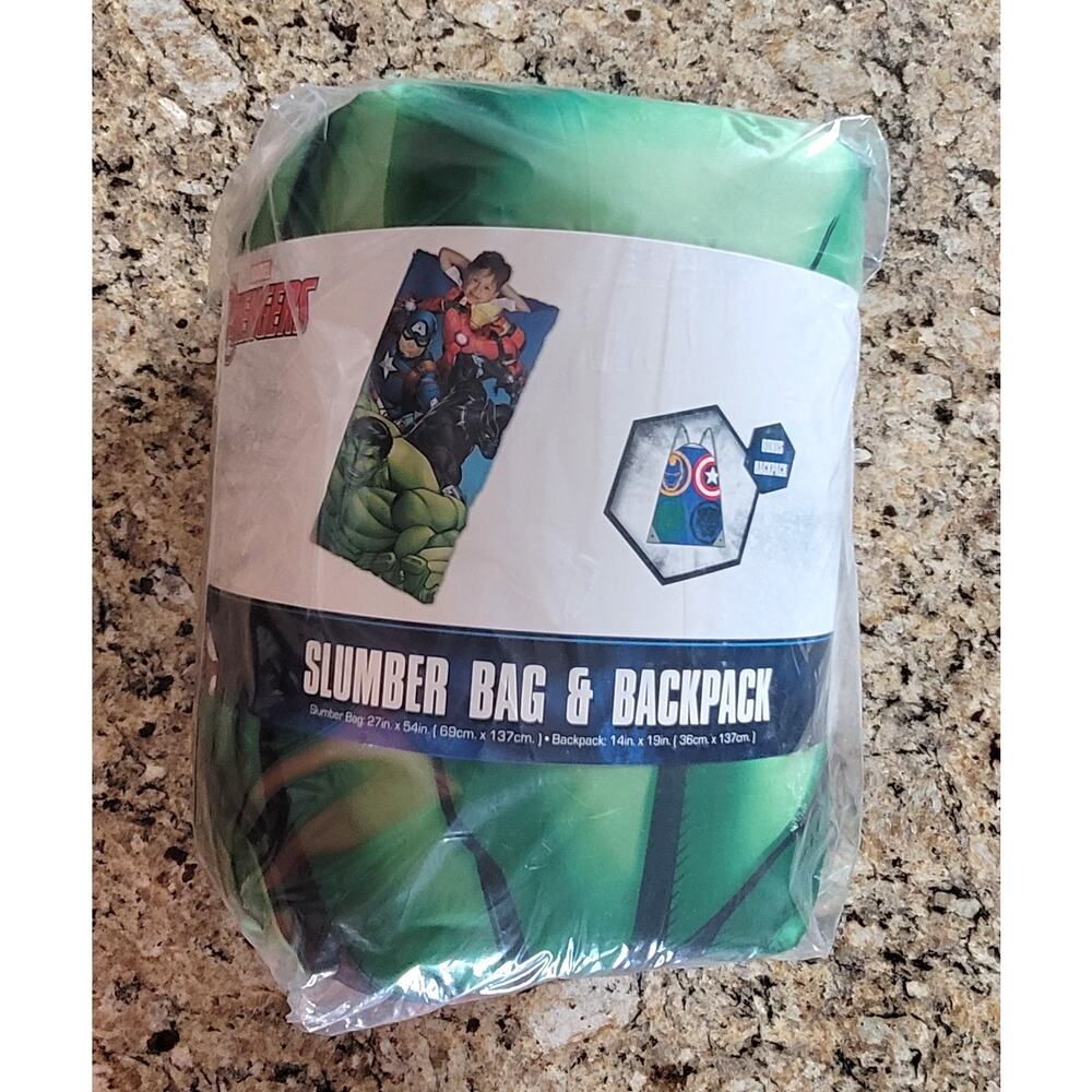 Avengers Battle Formation Kids Sleeping Bag & Drawstring Carrying Bag 54" x 27" - Picture 7 of 9